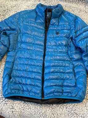 Spyder Men’s Bright Blue Quilted Puffer Jacket